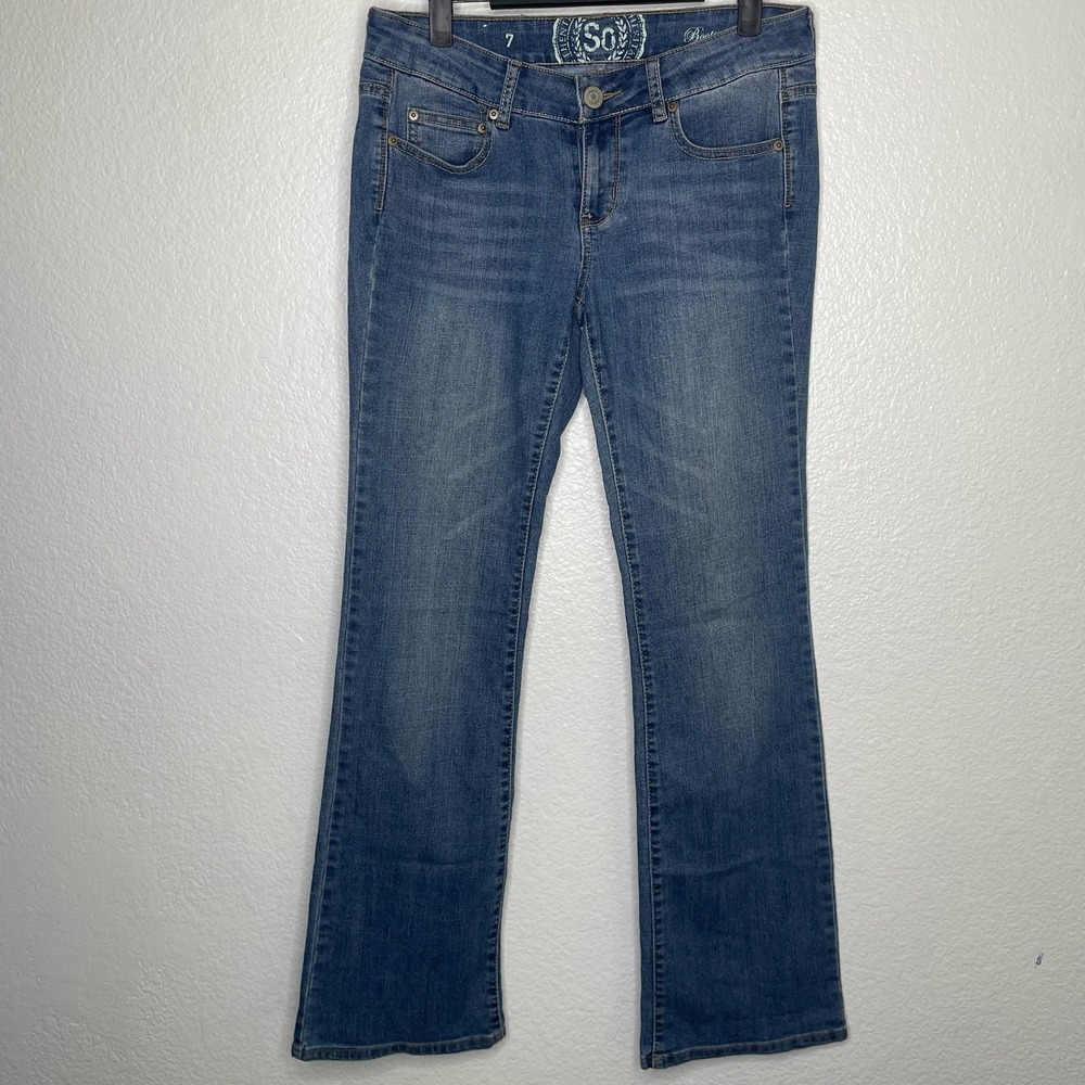 SO Authentic American Heritage Bootcut Jeans Medium Wash Size 7 Stretch Denim